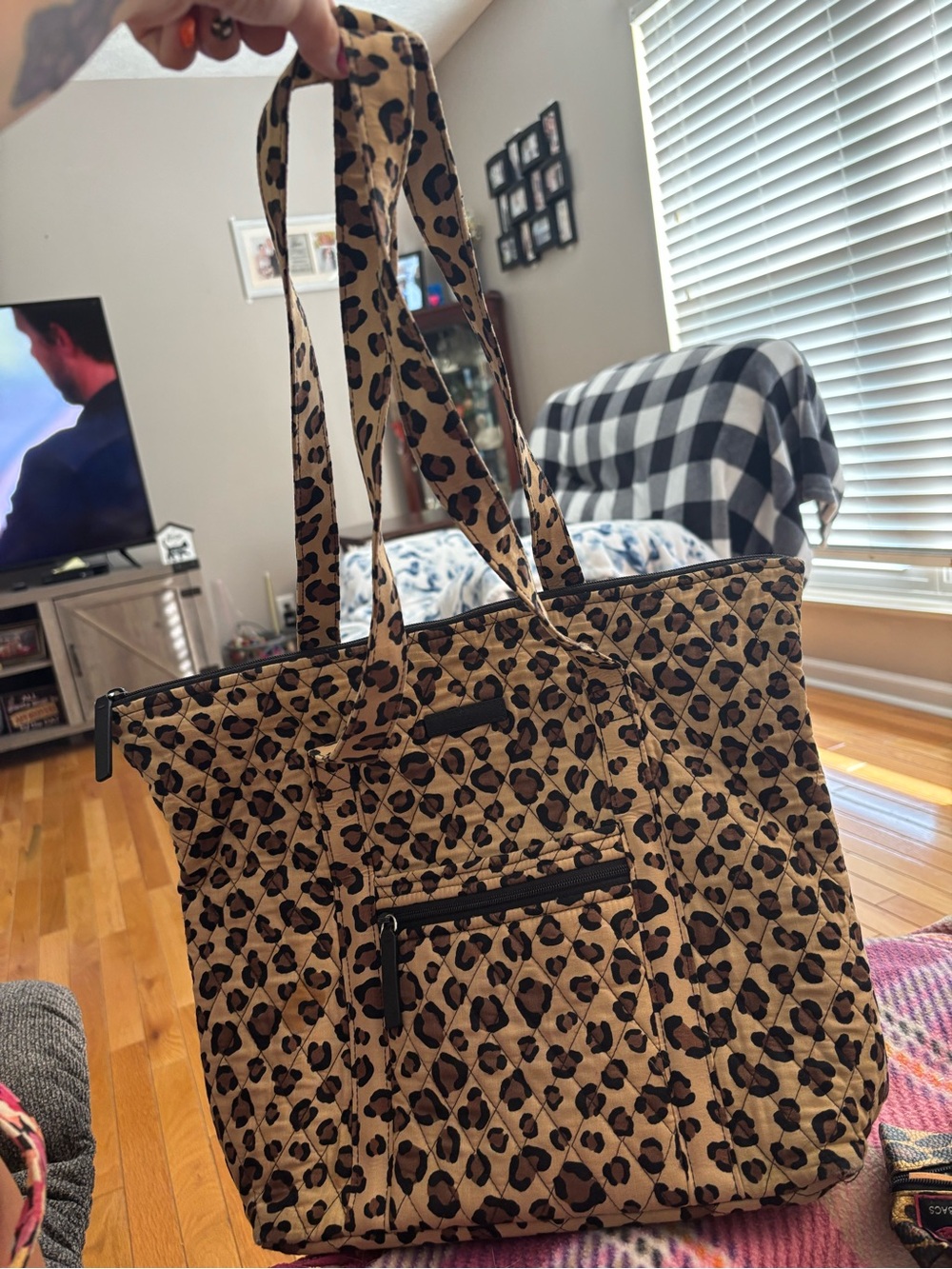 Vera Bradley Leopard Print Quilted villager tote and turnlock wallet